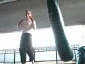 Me training with bag, kicking and punching