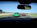 Porsche Green 997 GT3 RS on track Donington