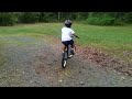 My wife and i bought our 6-year old son, Jamin (Jay-men), a new bike this past Sunday and I couldn't get the training wheels on for nothing! So, I decided to teach him how to ride without them. The first day was okay, but on day two he was biking like a pro! He had a few falls and connected with a pole once, but in the end he got the victory! It turns out he didn't need those training wheels after all! :) That loud noise you hear is Jamin's helmet hitting the plastic pipe on the pole! He said, 