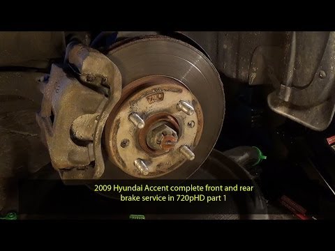 2009 Hyundai Accent complete front and rear brake service in 720pHD part 1