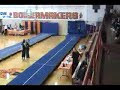 Tumbling routine stopped by a wall Tumbling routine stopped by a wall