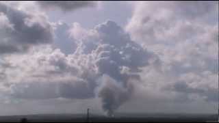 Cumulonimbus, shelf cloud, rain, lightning and wildfire visible from João Pessoa - Mar 04, 2013