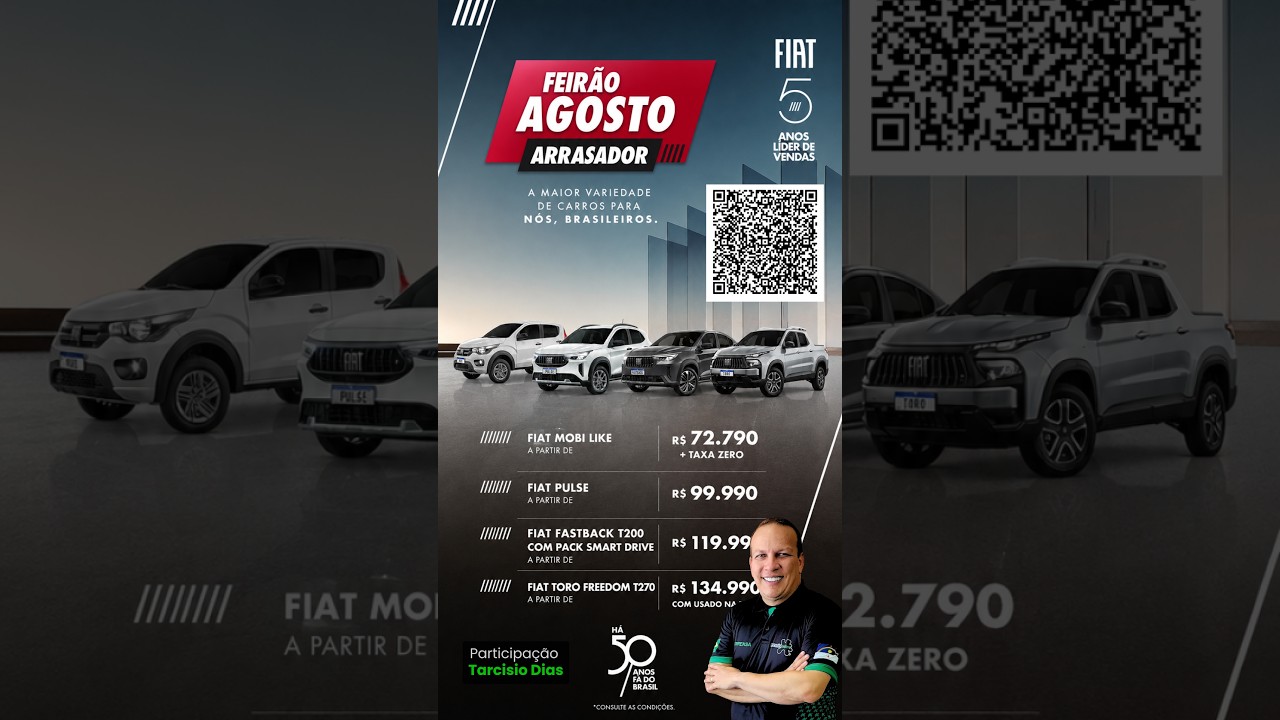 Feirão Agosto Arrasador Fiat: Mobi por R$ 72.490, Toro e Titano com descontos históricos!