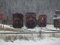 View of Field BC, a mixed freight leaves, led by SD90 View of Field BC, a mixed freight leaves, led by SD90