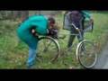 Two drunk guys, one stump and a bike.