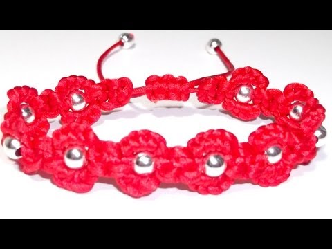 COMO HACER UNA PULSERA CON CUENTAS Y FLORES DE NUDOS DE MACRAME. TUTORIAL DIY