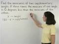 Watch Video on Geometry Word Problems - Supplementary Angles