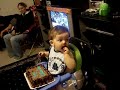 Gibson eating birthday cake