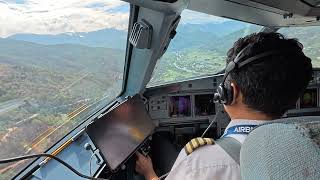 Captain's View from the Jump Seat of Airbus A319 at Paro Airport, Bhutan!