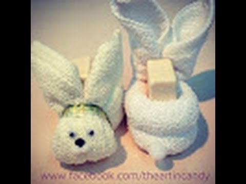 animales de toalla - ART IN CANDY TE ENSEÑA COMO HACER FACILMENTE UN HERMOSO CONEJITO DE TOALLA. UN REGALO ÚTIL TODA OCASIÓN. SIGUENOS EN FACEBOOK. WWW.FACEBOOK.COM/THEARTINCANDY.