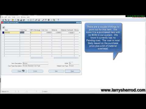how to define item cost in oracle apps