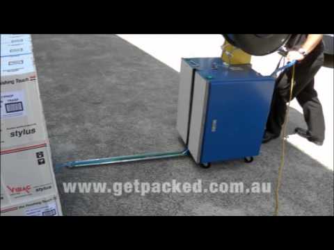 Semi Automatic Pallet Strapping Machine with 12mm x 3000m rolls also available from Get Packed