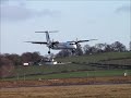 Flybe Bombardier Dash8 Q400 makes a bumpy approach into Edinburgh in gusting winds on Jan 2 2012.