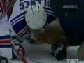 NHL Chris Simon slashes Ryan Hollweg in the face