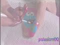 Stripey Cookie Monster Nails!