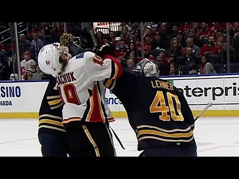 Video: Lehner drops Tkachuk with glove shot after whistle