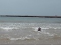 Bañandose en la playa
