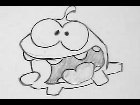 how to draw om nom with his mouth open