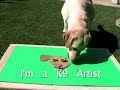 Yellow Labrador paints her self-portrait