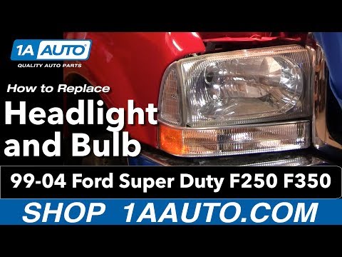 How To Install Replace Headlight and Bulb 99-04 Ford Super Duty F250 F350 1AAuto.com