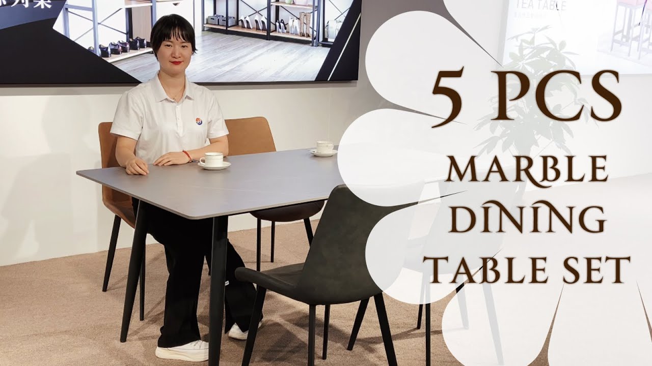 5 piece Marble Dining Table Set - Monica