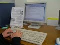 A girl is typing.