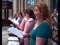 24 august 2008, york minster. the cathedral chamber choir, already in residence for a week, assembles early in the morning to rehearse the eucharist music for the 10:00am service. as they warm their voices to the task ahead, the effects are enhanced by a ray of sunshine bursting through the west window. we end with the minster bells calling the faithful to worship as the choir waits...