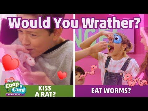 Kiss A Hairless Rat or Eat Worms? | Coop & Cami Ask the World | Disney Channel
