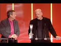 pink floyd's induction into the uk music hall of fame. only david and nick are present. roger accepts the award via satellite, and rick is absent due to surgery.