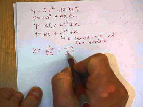 how to turn a quadratic into vertex form