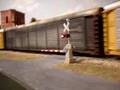 HO crossing BNSF Autoracks