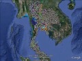 Thailand shaded relief, provinces, cities, towns, and villages