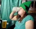 Deej has a drink