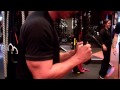 Tricep Cable Pressdown w/ rope - Keeping your elbows by your sides, press the weight downward until arms are extended and slowly control the weight as you return to the starting position. 4 sets of 8 reps.