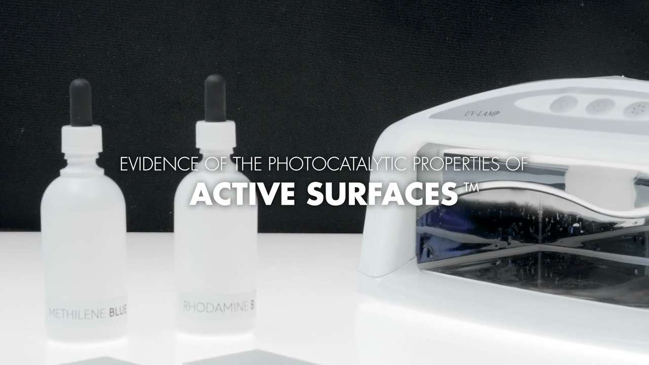 Video demonstration of ACTIVE SURFACES?'s photocatalytic properties