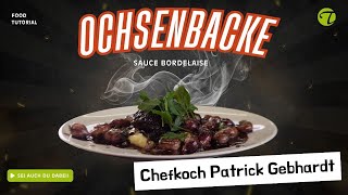 Ochsenbacke in Sauce Bordelaise mit glasierten Champignons und Frühlingszwiebeln Ochsenbacke in Sauce Bordelaise mit glasierten Champignons und Frühlingszwiebeln