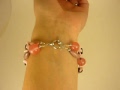 Rhodocrosite Gemstone, Coral and Wood Double Bracelet