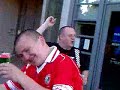 Cliftonville fans outside Parken Stadium Cliftonville fans outside Parken Stadium