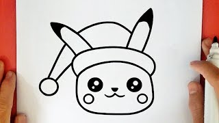 COMO DIBUJAR A PIKACHU KAWAII DE NAVIDAD