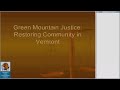 This video focuses on restorative reentry, and uses a successful program in Vermont as a real-life example. The presentation covers the basics of restorative justice as well as specifics for involving the community and creating restorative programs. Recorded 3/17/08 by the National Crime Prevention Council. 69 minutes.