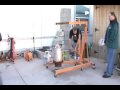 Engine hoist used to make frying a turkey safer.
