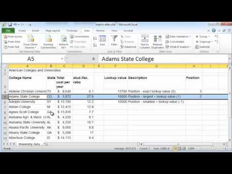 how to use the match function in excel