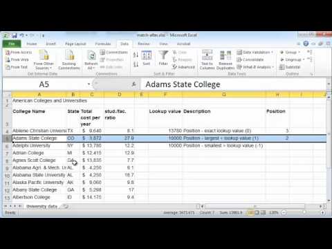 how to use the match function in excel