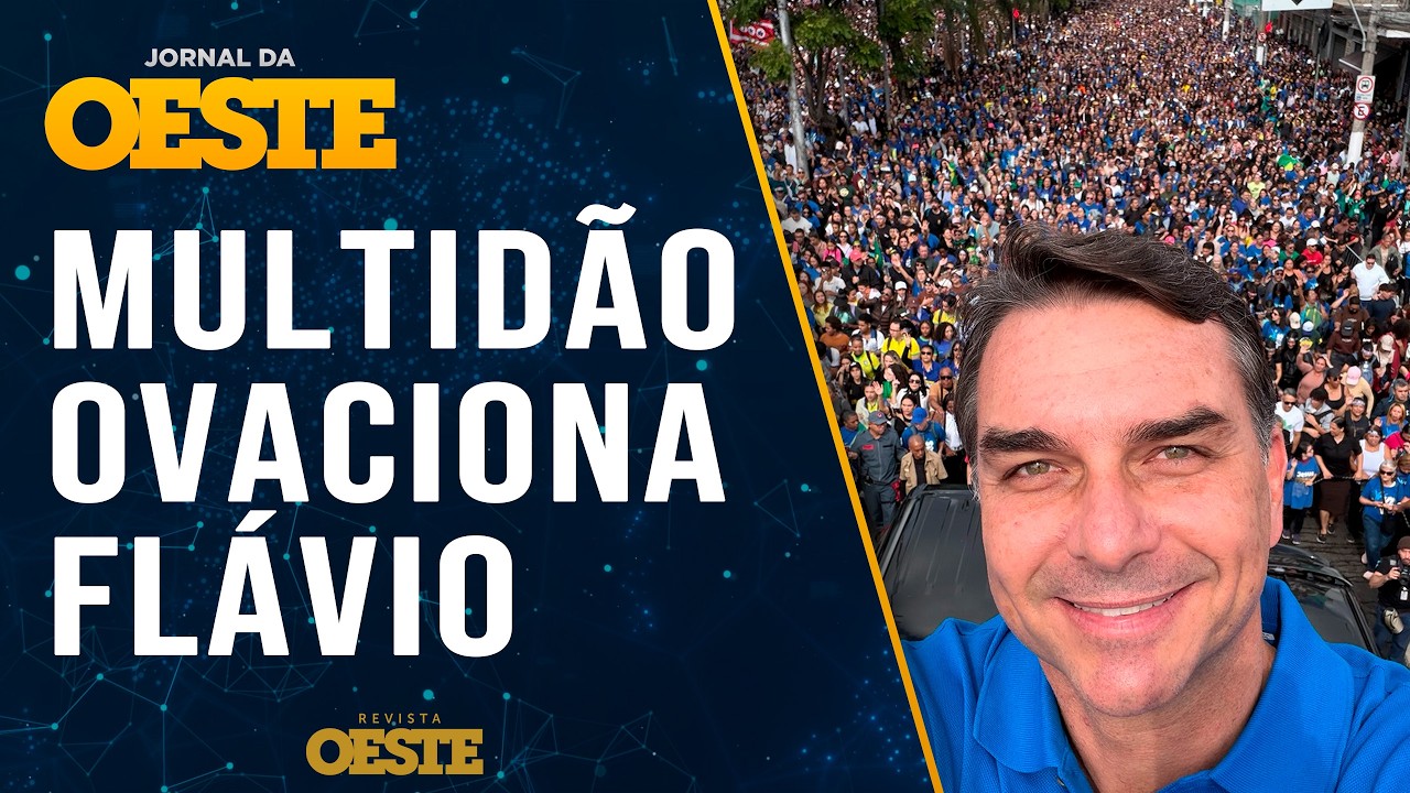 EXCLUSIVO: Flávio Bolsonaro é ovacionado por multidão evangélica na Marcha para Jesus