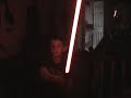 This is the Empire Strikes Back model of Darth Vader's lightsaber. This is a short clip of my brother swinging it around to see how it looks on camera. And I must say, it looks a whole lot better on camera, however this saber is still awesome. I highly recommend one for videos, or just for fun.Nothing has been edited, except sound effects added in. This is how it looks on camera.www.masterreplicas.com