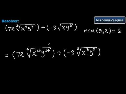 raíces con diferentes índices - Ejercicio práctico acerca de división de radicales de diferente índice. Hecho por AcademiaVasquez Página web: http://www.academiavasquez.com Página en Facebo...