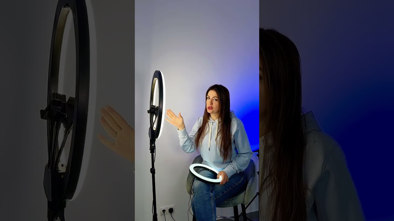 Кольцевая светодиодная LED лампа диаметром 45 см на штативе 2.1м с подарочной кольцевой лампой 26см Кольцевая светодиодная LED лампа диаметром 45 см на штативе 2.1м с подарочной кольцевой лампой 26см