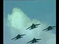 The Russian Knights aerobatic team was created on 5 April 1991 and manned by the best pilots of the Kubinka Air Force base, who had fully mastered the piloting of the 4th generation Su-27 fighter. The team is organic to the Russian Air Force 237th Aircraft Demonstration Centre named after Air Force Marshal Ivan Kozhedub (Russian acronym - TsPAT). Across the world, aerobatic teams that fly sports and trainer aircraft or even light fighters are aplenty. The Russian Knights are unique owing to their being the only aerobatic team flying group aerobatics in heavy fighters. The average weight of the aircraft of the six-plane team totals about 150 t during the aerobatics, with the sum of their wingspan amounting to over 75 m.The Russian Knights made their foreign debut in September 1991 when they displayed their aerobatics programme in the United Kingdom for the first time. Since that time the Russian Knights have become regular participants of the major airshows all over the world. They visited Malaysia, USA, France, Holland, Canada, Slovakia, Norway, Belgium, Luxembourg, Austria, and China. The Russian Knights' aerobatics is a true decoration of the MAKS Moscow international airshows held at the Gromov LII airfield in Zhukovsky.Little can rival the spectacular sight of supersonic aircraft group aerobatics. Aerobatics emerged almost simultaneously with aircraft themselves. Later, the best pilots in the world turned to formation flying. It is well known that the heavier the aircraft, the harder it is controlling it as part of the team. However, the unique performances of the Su-27 added new momentum to the sophistication of aerobatics. Coupled with the superior flying skills of the Kubinka aces, the performance of the Su-27 turns the Russian Knights' flying into a breathtaking show.