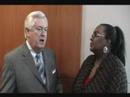 jarilyn fox with business news group and women's enterprise online interviews tom trotter, a diversity pioneer, at wbcs's business works in arlington, tx.