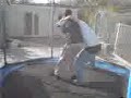 Me (in blue) fightin me m8 on trampoline, he did give me a bit of a pastin lol!